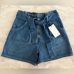 Zara HIGH WAISTED PAPER BAG DENIM SHORTS